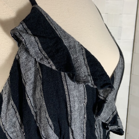 Rails faux wrap Ariel midi dress in Thompson Stripe. Black and gray with silver - Picture 6 of 9